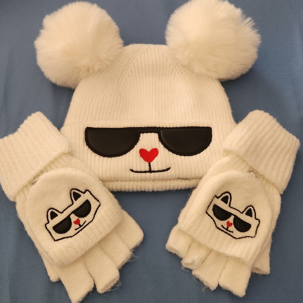 Karl Lagerfeld Choupette Hat And Glove Set NWOT